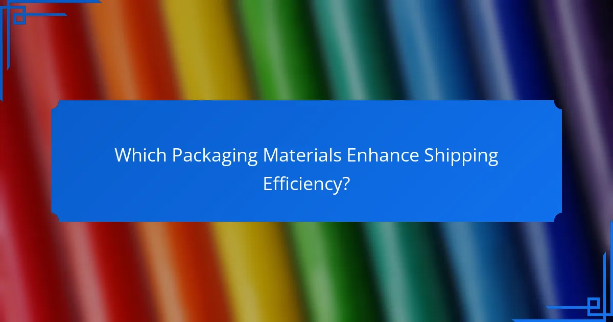 Which Packaging Materials Enhance Shipping Efficiency?